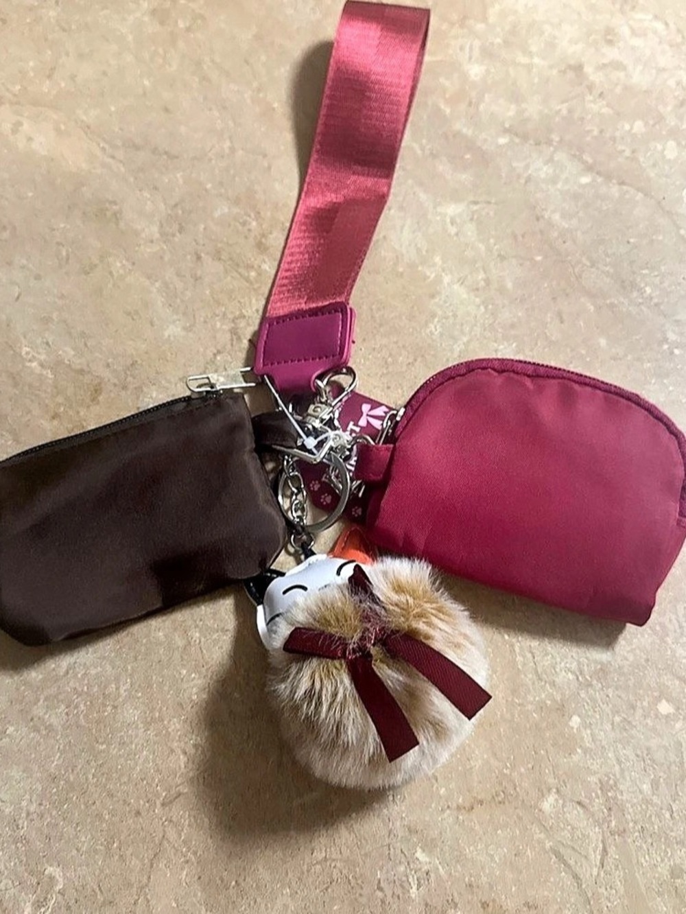 Lululemon Dual Pouch Wristlet Pink & Brown